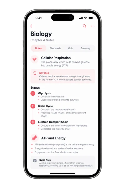 StudyGrain notes on a phone